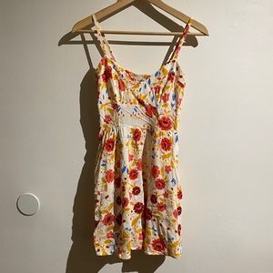 Floral Print Strappy Dress with Pockets